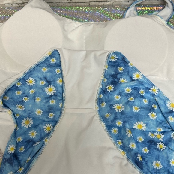 Women's Size 4XL Blue Floral Tie Dye One Piece Swimsuit - Picture 7 of 9